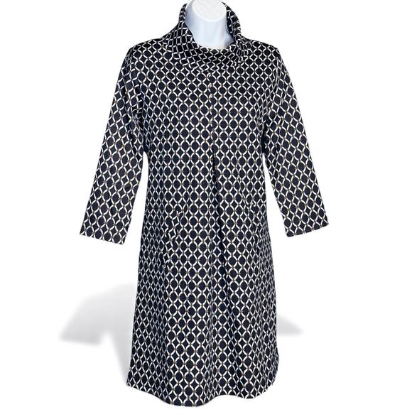 Top It Off Meghan Navy Geometric Print Turtleneck Dress Small NWT Workwear Chic - Picture 1 of 8